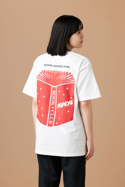 [受注生産・12月後半から発送予定] POPEYE BOOK CLUB Book T-Shirt / White - Red