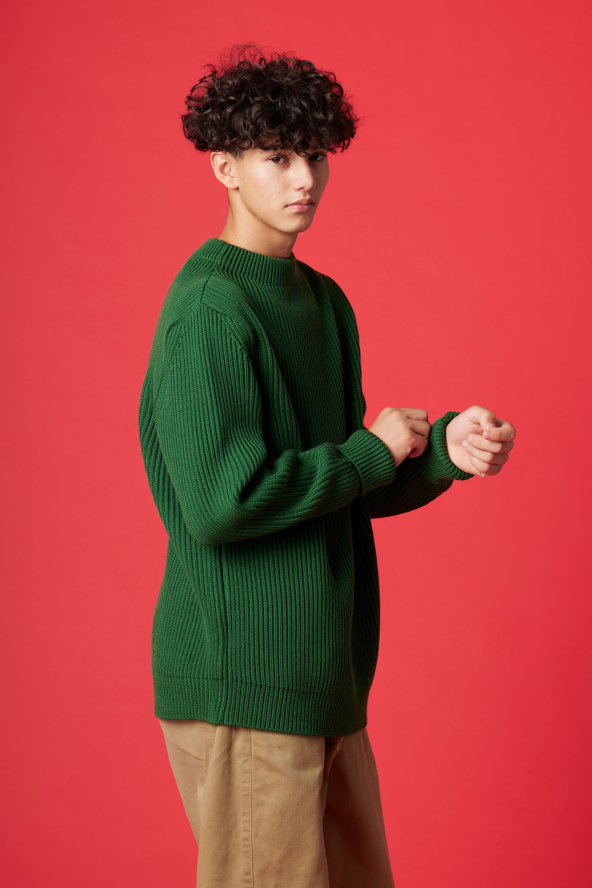 数量限定・10月末 - 11月半ばお届け予定] Navy Crewneck (POPEYE GREEN