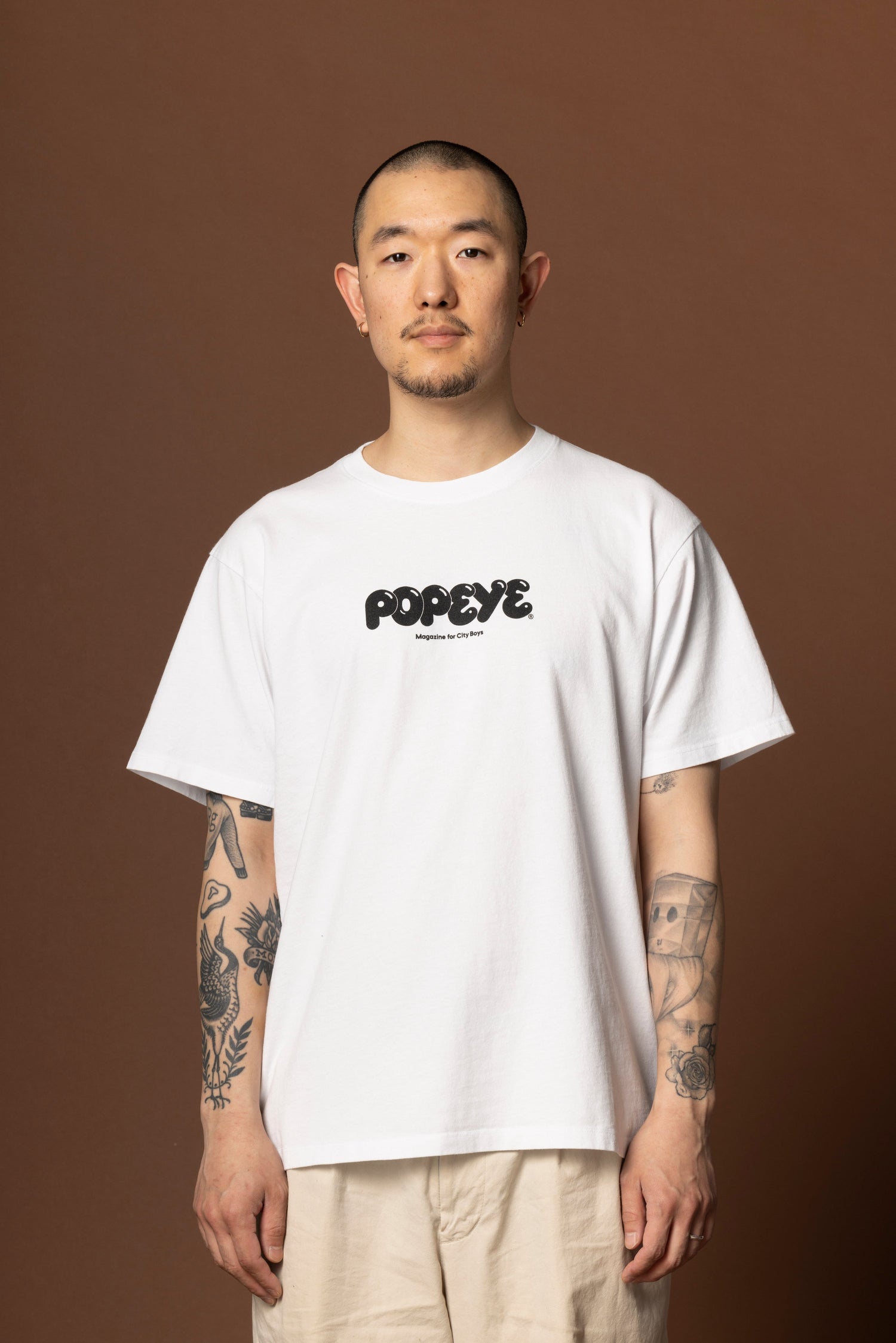 Tシャツ/カットソー(半袖/袖なし)POPEYE / ポパイ | Logo T-Shirt 受注生産限定 ロゴプリント Tシャツ | L | ホワイト | メンズ